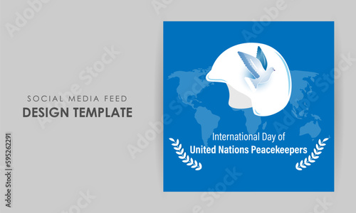 Vector illustration of United Nations Peacekeepers Day social media story feed mockup template