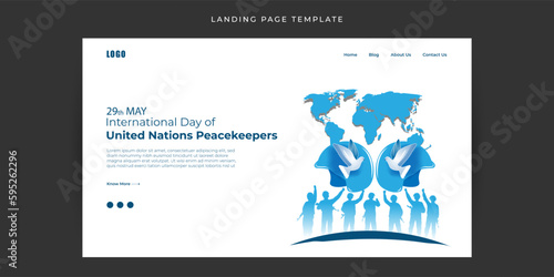 Vector illustration of United Nations Peacekeepers Day Website landing page banner mockup Template