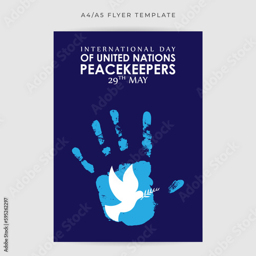 Vector illustration of United Nations Peacekeepers Day social media story feed mockup template