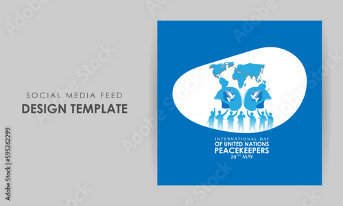 Vector illustration of United Nations Peacekeepers Day social media story feed mockup template