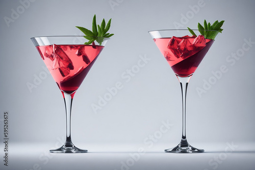 Double trouble: two red cocktails in martini glasses