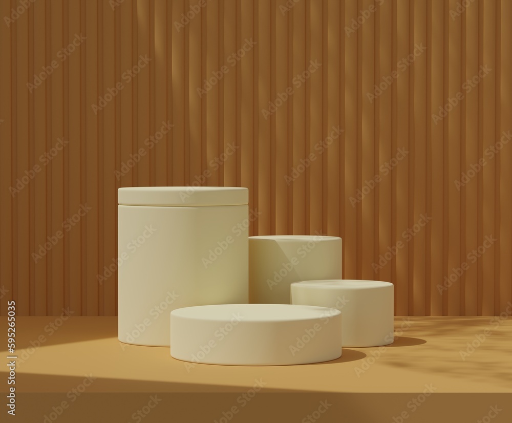 3d background product with four podiums and orange brown wall 3d background product with four podiums and orange brown wall