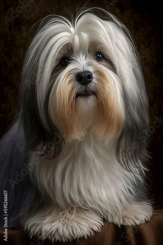 Generative AI illustration studio portrait style image of Havanese pedigree dog breed
