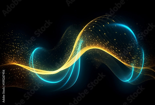 Abstract blue and yellow motion rounded light effects