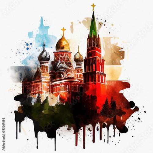 Kremlin in watercolor style by Generative AI