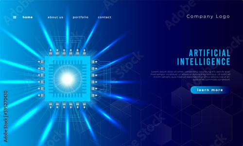 Artificial intelligence landing page template vector.
