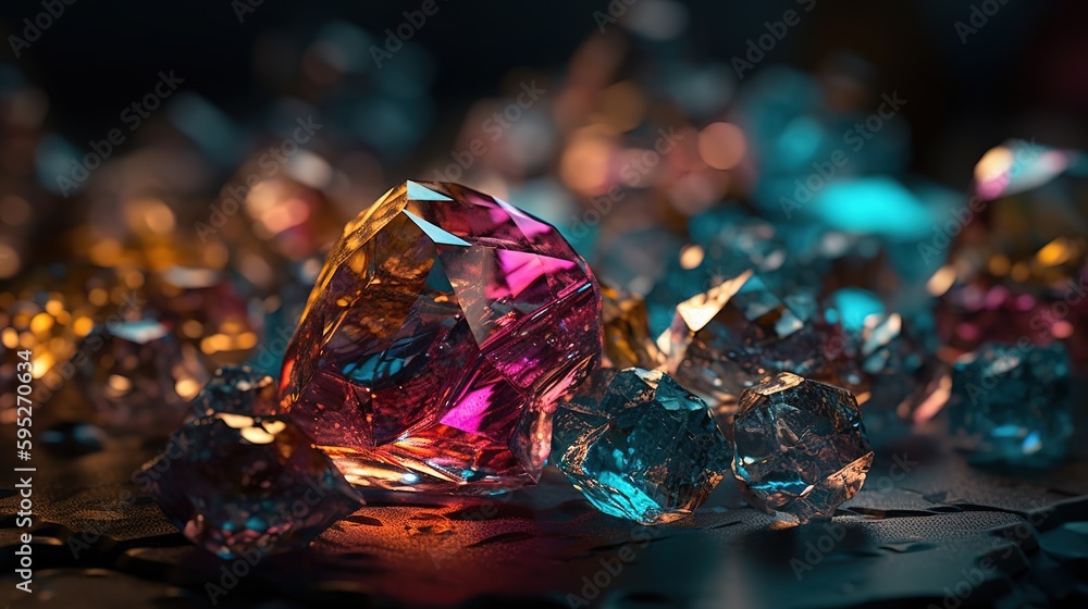 Close-up of Beautiful Crystals with Radiant Shine and Unique Formation. Generative AI Close-up of Beautiful Crystals with Radiant Shine and Unique Formation. Generative AI