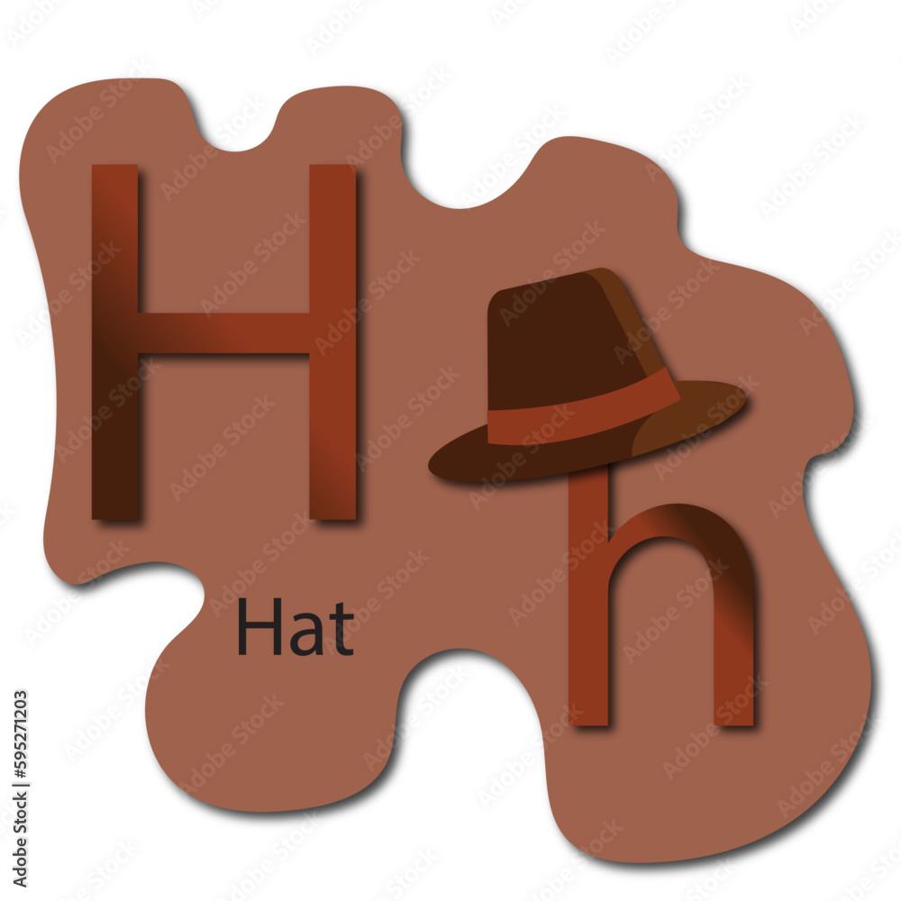 Letter H with image and word, for preschool, colorful cartoon letter alphabet, capital and small letter Hh Letter H with image and word, for preschool, colorful cartoon letter alphabet, capital and small letter Hh