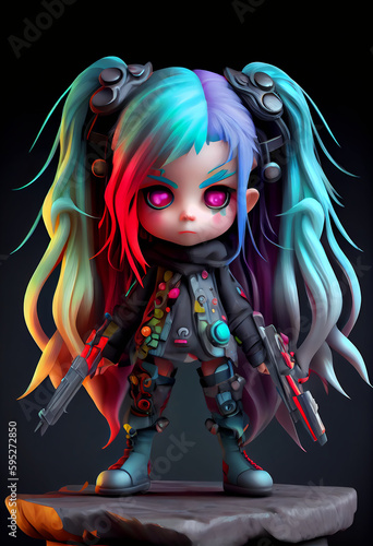 3d character girls chibi anime generative ai photo