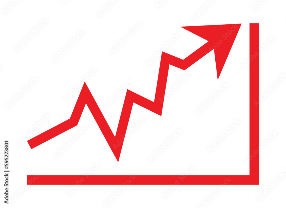 Growing business arrow on white background, Profit red arrow, Vector illustration.Business concept, growing chart. Concept of sales symbol icon with arrow moving up. Economic Arrow With Growing Trend. Growing business arrow on white background, Profit red arrow, Vector illustration.Business concept, growing chart. Concept of sales symbol icon with arrow moving up. Economic Arrow With Growing Trend.