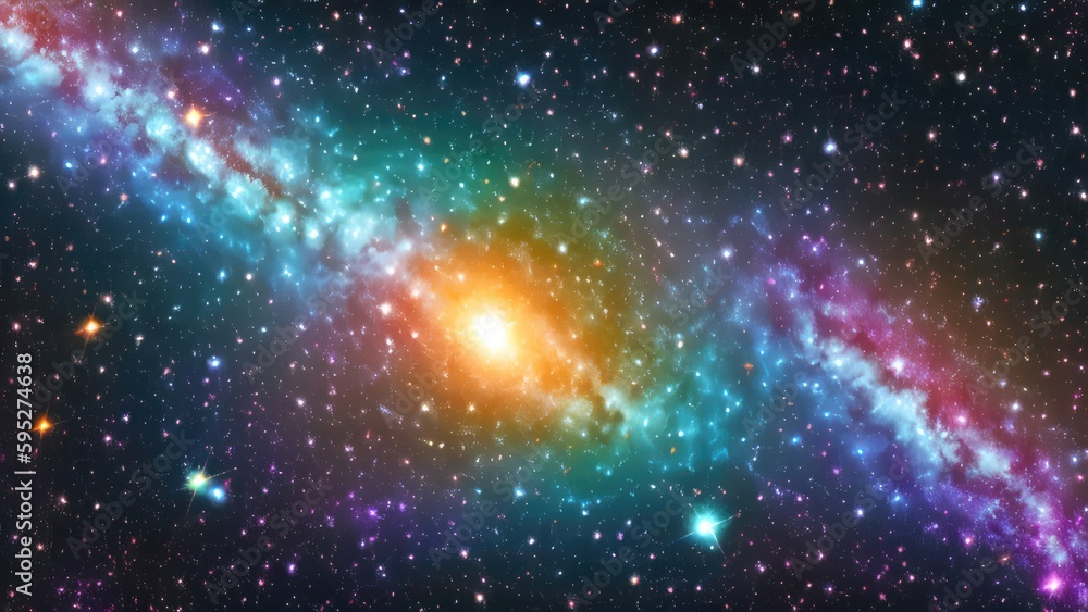 Fototapeta premium Nebula space abstract illustration, stars and universe background, Generative AI