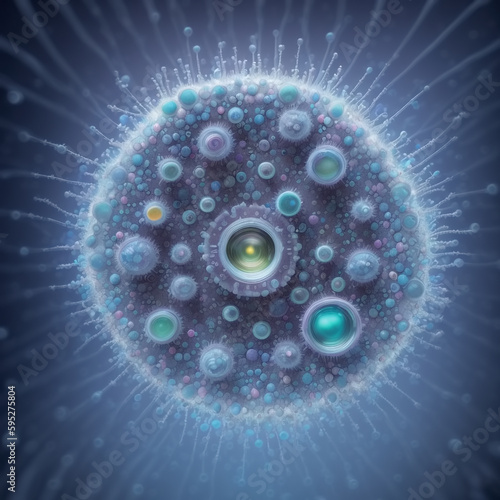 Virus cells and bacteria on...