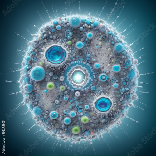 Virus cells and bacteria on...