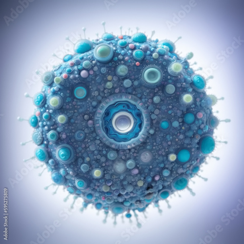 Virus cells and bacteria on...
