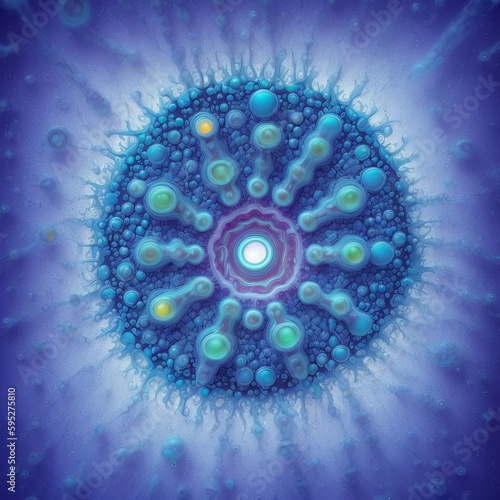Virus cells and bacteria on...