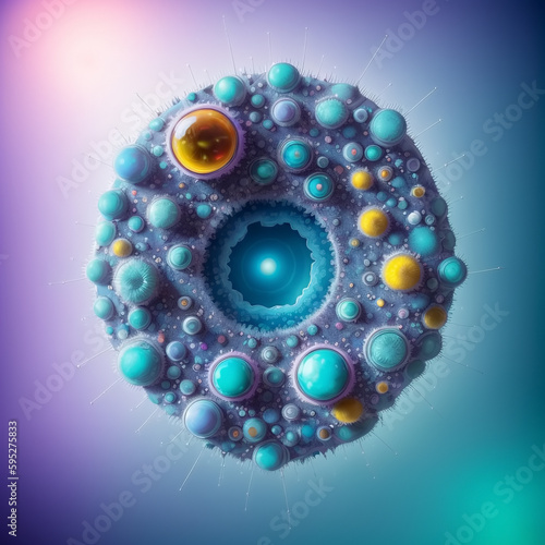 Virus cells and bacteria on...