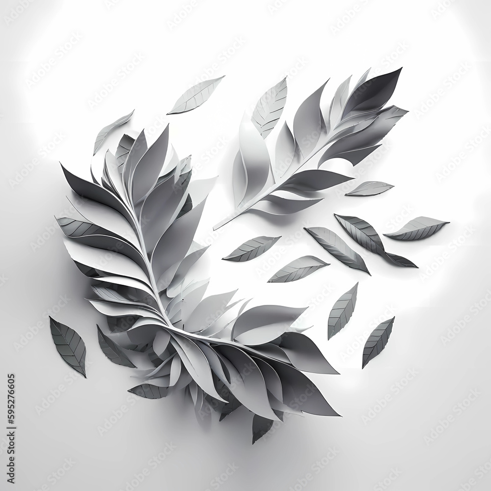 Paper leaves on white background Paper leaves on white background