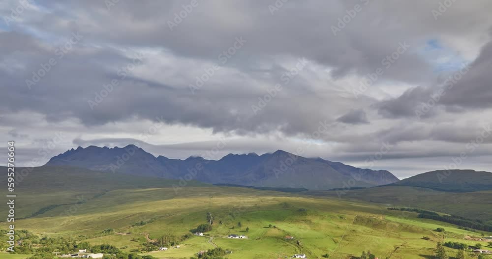 Time Lapse of mountain range with heavy cloud cover, Isle of Skye, Scotland, United Kingdom Time Lapse of mountain range with heavy cloud cover, Isle of Skye, Scotland, United Kingdom