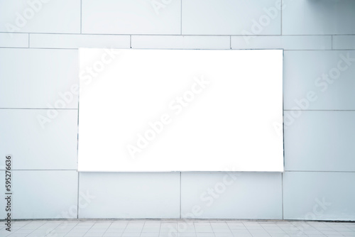 Blank mock up of store showcase and add advertisement window inside of a metro train station.