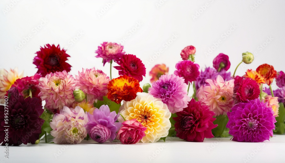 Obraz premium Pretty colorful flowers white background