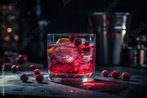 A sophisticated cocktail typically made with vodka, cranberry juice, and triple sec. Generative AI photo