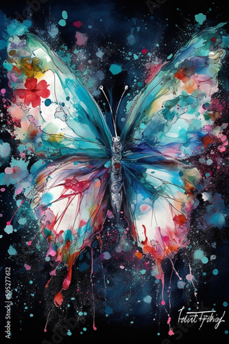 a colorful butterfly painting with lots of different col, Generative AI