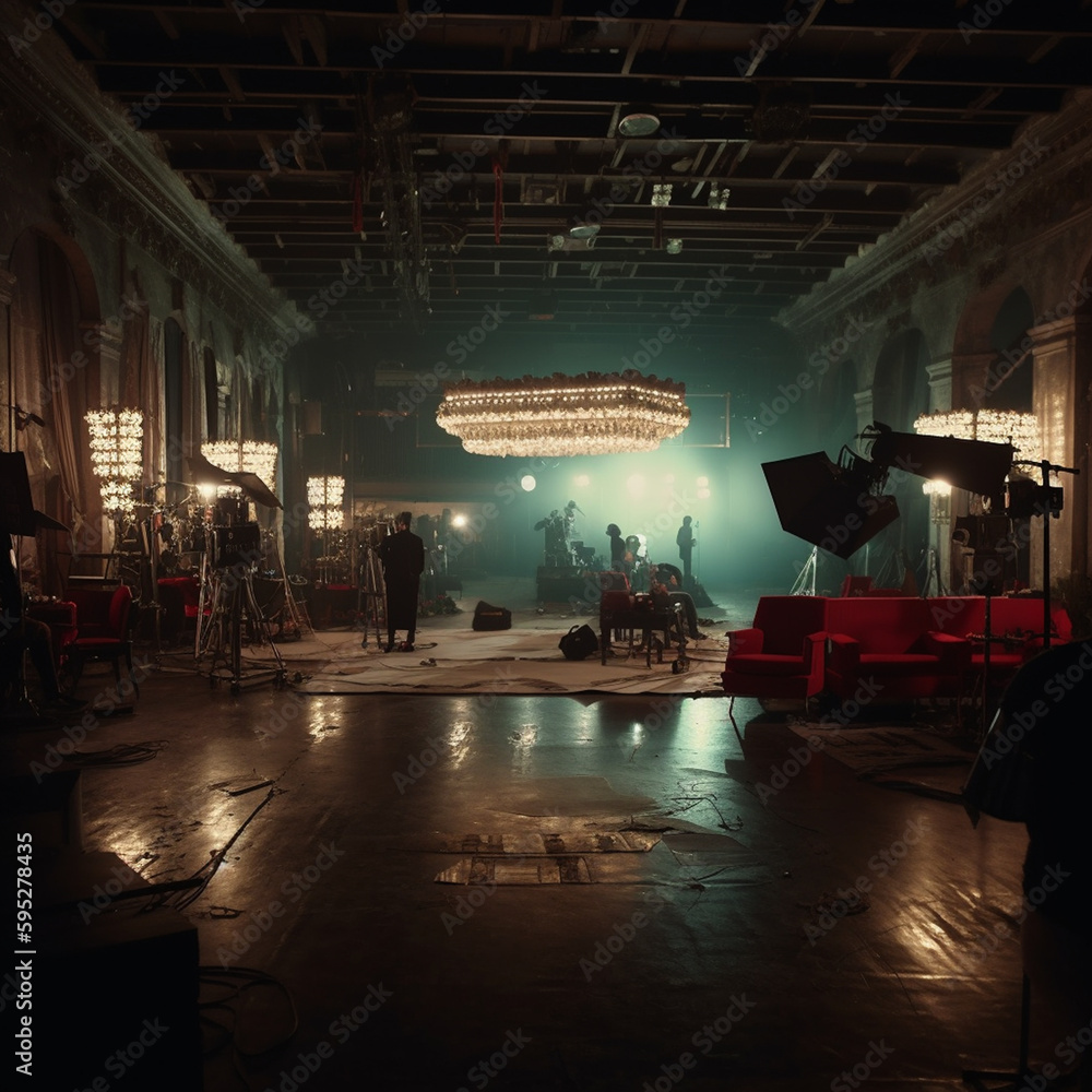 A realistic scenario for a pop music video production, A beautiful interior of the room