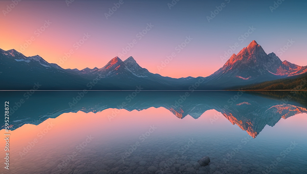 Majestic Mountain Landscape with Reflection in Lake Generative AI