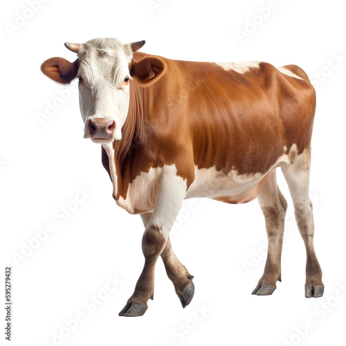 Simmental cow isolated on white © purich