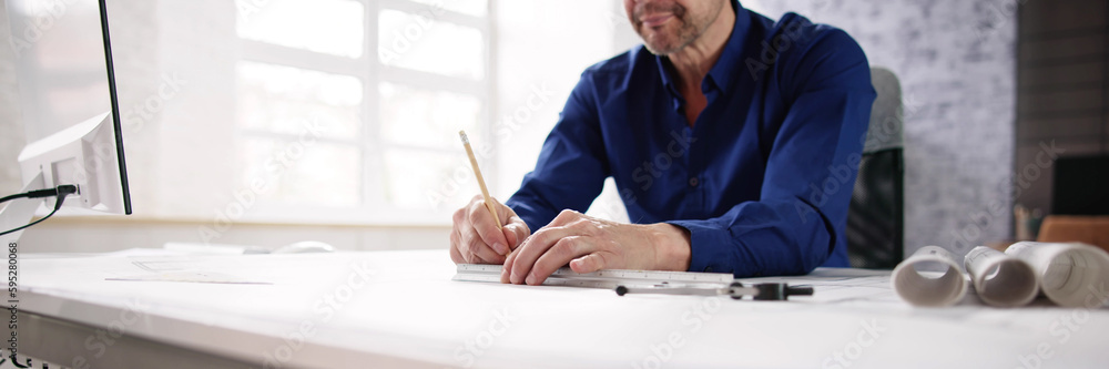 Civil Engineer Drawing Architecture Plan Blueprint Stock Photo | Adobe ...