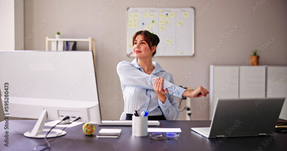 Stretch Exercise Workout Near Office Desk