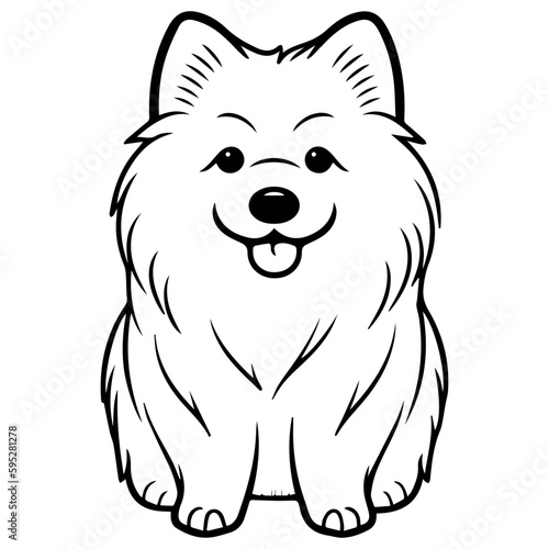 illustration of cartoon American Eskimo dog