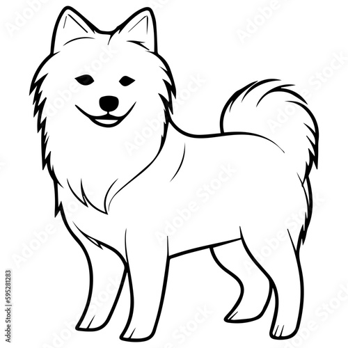 illustration of cartoon American Eskimo dog