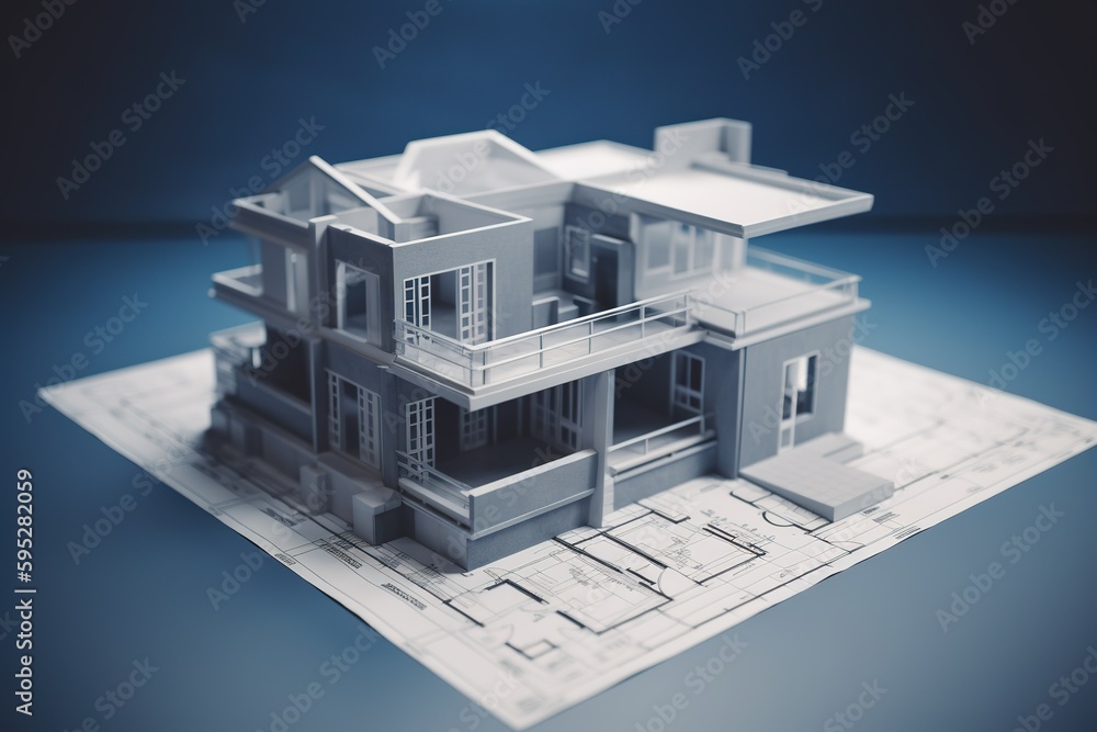 home architecture blueprint, 3d rendered design home architecture blueprint, 3d rendered design
