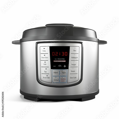 Fotografía 3d rendering of a stainless steel electric pressure cooker with a thermocouple a
