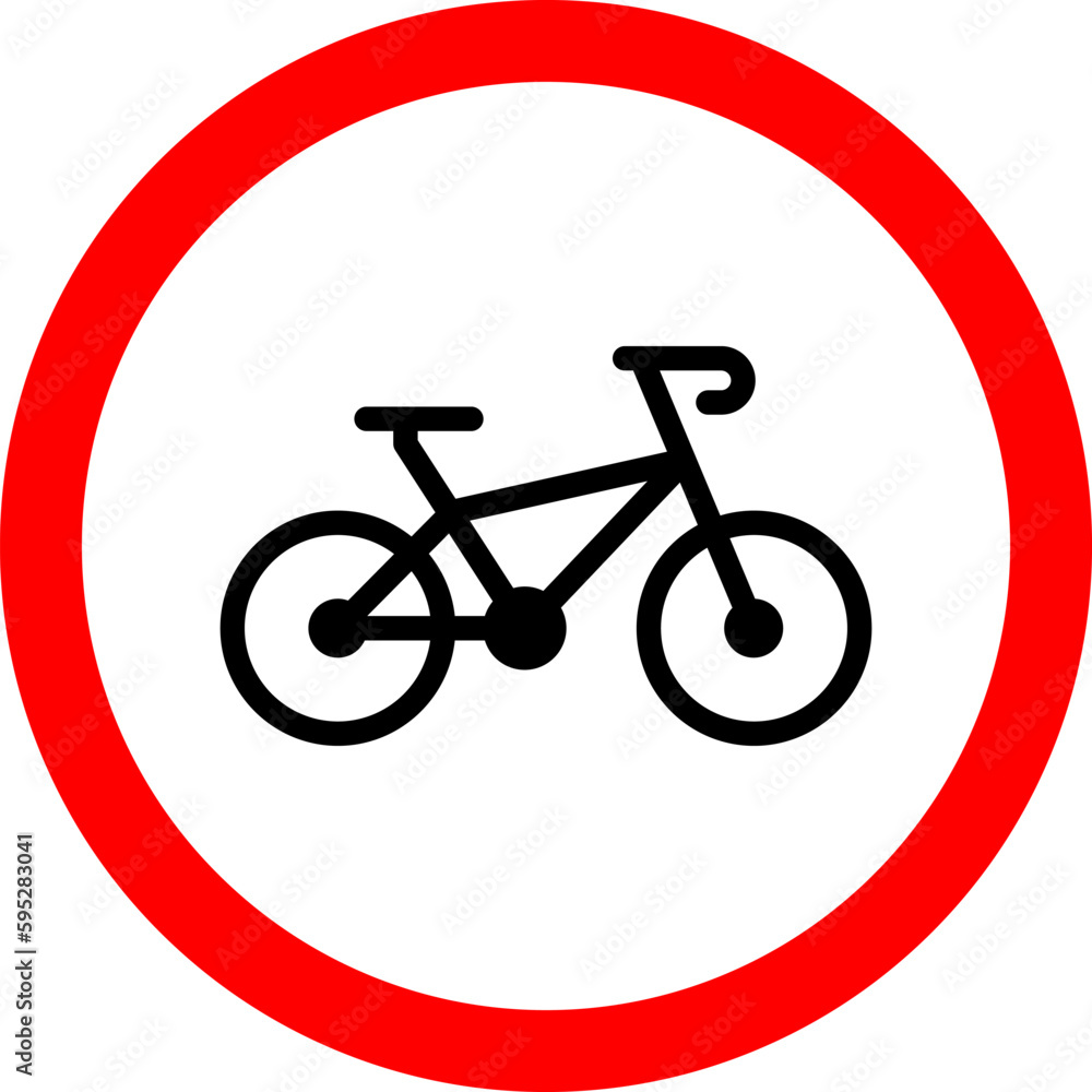 Road sign. Bicycle in the red circle. Road sign. Bicycle in the red circle.