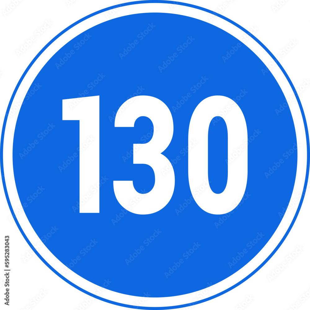 Vecteur Stock Minimum speed limit sign. Set of blue road signs of 5-140 ...