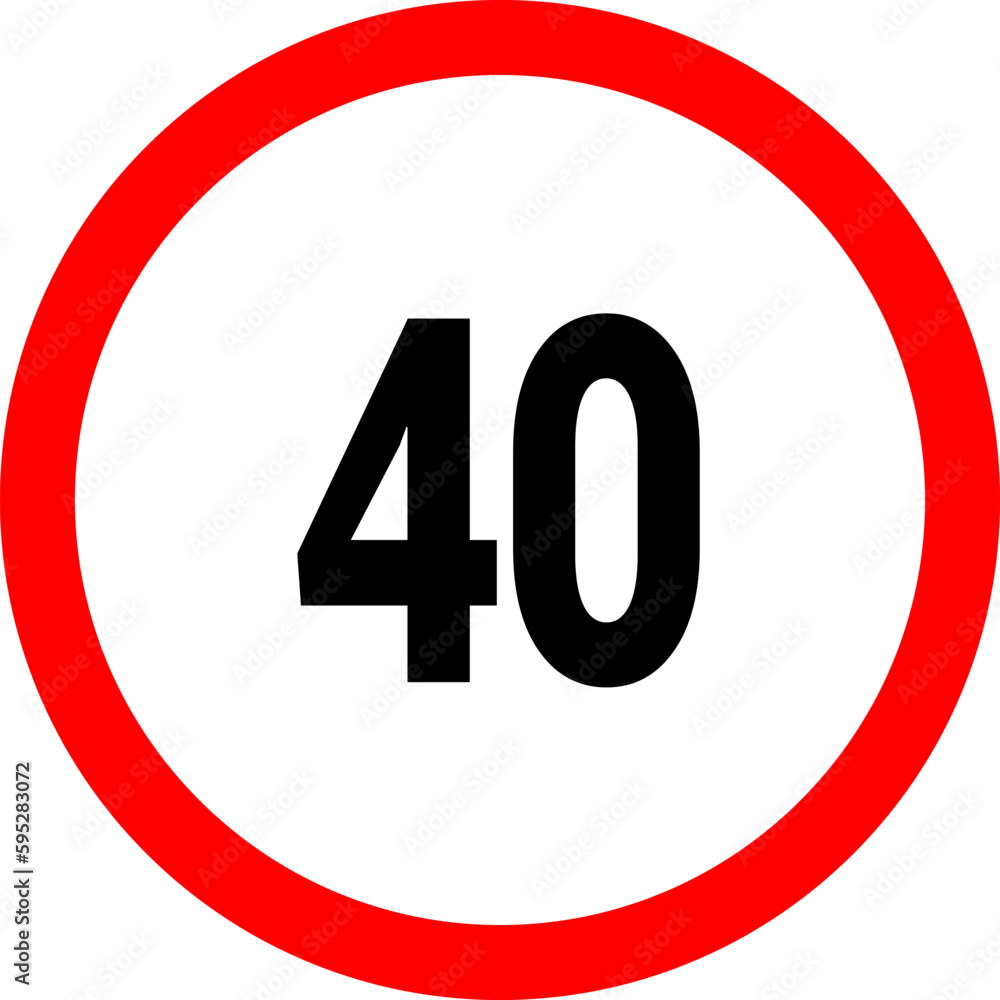 Speed limit icon sign. Set of red road signs of 10-200 kmh. Circle ...