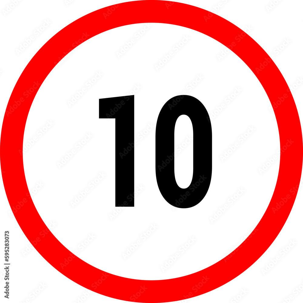 Speed limit icon sign. Set of red road signs of 10-200 kmh. Circle standard road sign. Speed limit icon sign. Set of red road signs of 10-200 kmh. Circle standard road sign.
