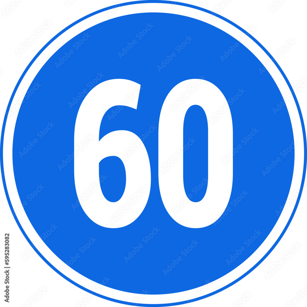 Minimum speed limit sign. Set of blue road signs of 5-140 kmh. Minimum speed limit sign. Set of blue road signs of 5-140 kmh.