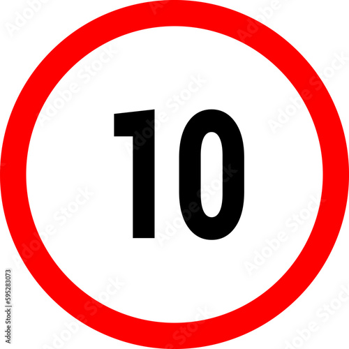 Speed limit icon sign. Set of red road signs of 10-200 kmh. Circle standard road sign.
