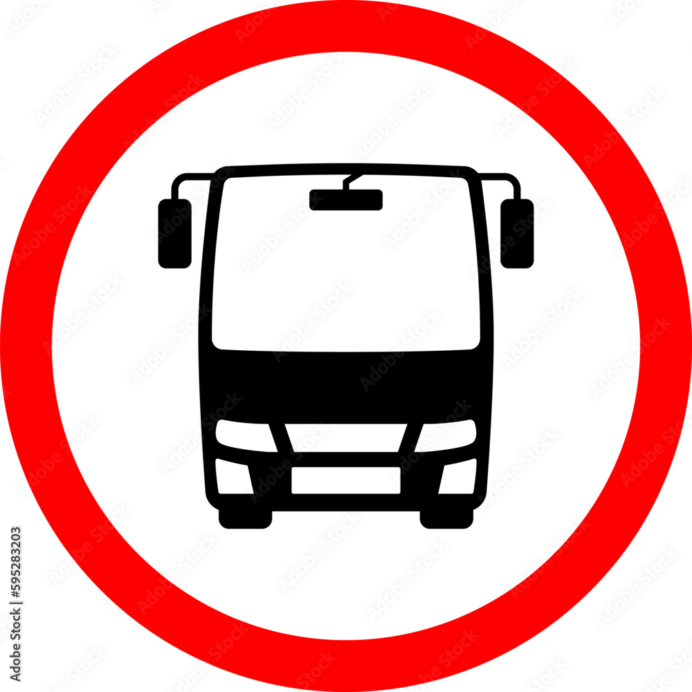 Road sign. Bus in the red circle Road sign. Bus in the red circle