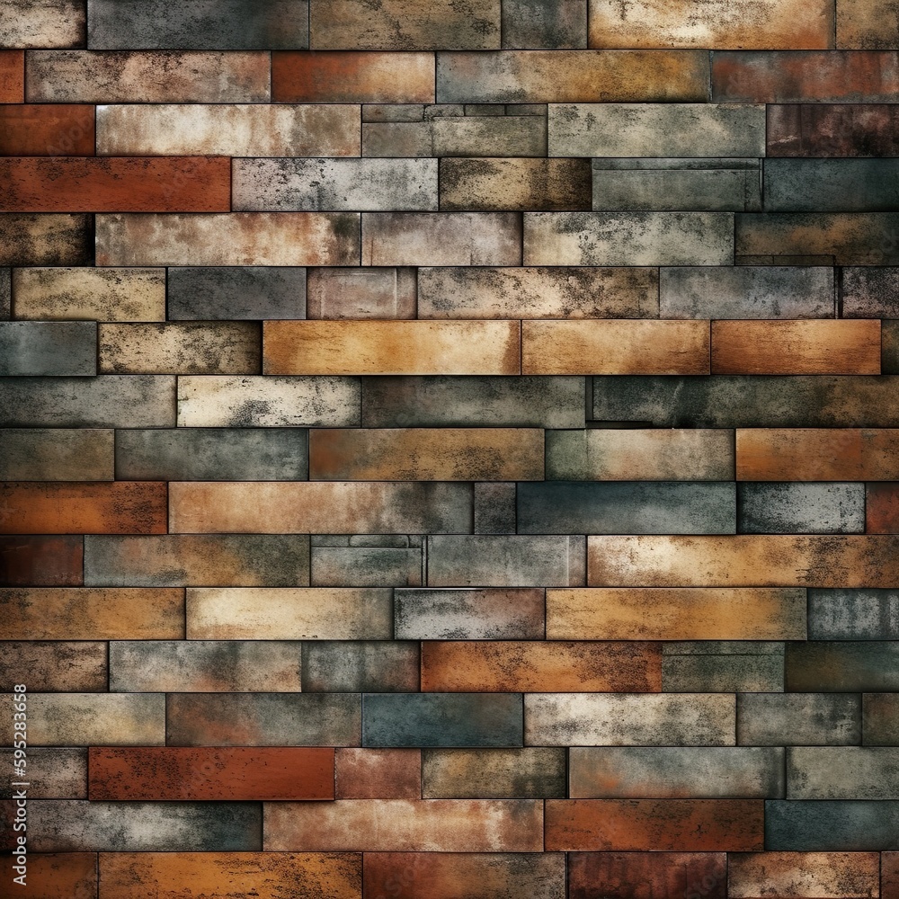 A visually engaging, seamless pattern comprised of various brick shapes and sizes, forming a distinctive wall design. - Generative AI, Generative, KI A visually engaging, seamless pattern comprised of various brick shapes and sizes, forming a distinctive wall design. - Generative AI, Generative, KI
