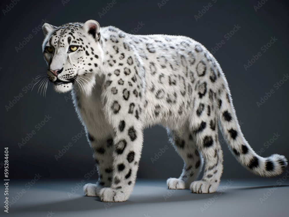 Obraz premium Snow leopard Irbis - Black background