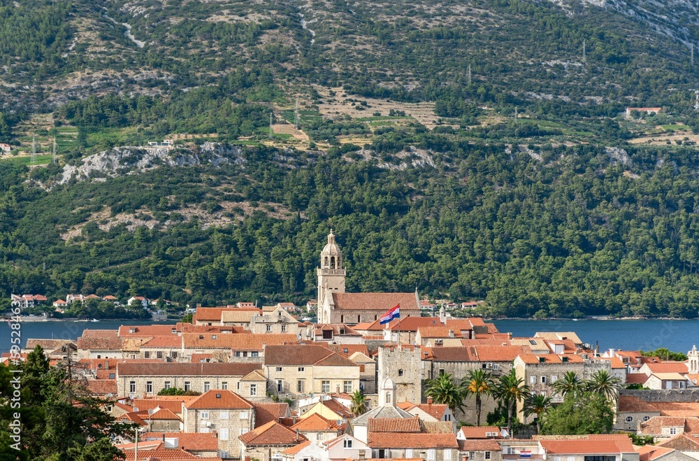 Cityscape of amazing old town Korcula on Korcula island in Adriatic sea in Croatia