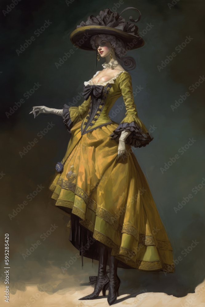 Woman dressed in rococo period fashion