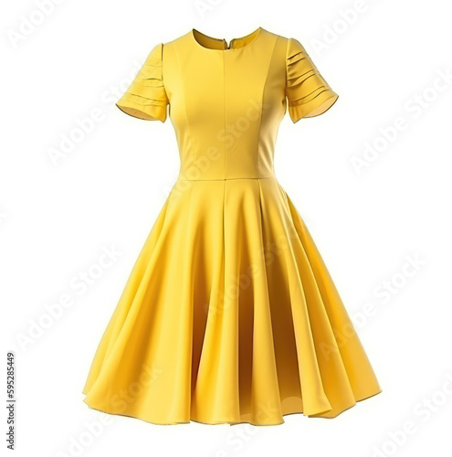 Yellow women dress isolated on white