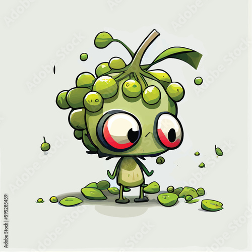 cute Mung-bean-vegetable character, cartoon, children book style, artistic, theme print design, for t-shirt print and case, Illustrator
