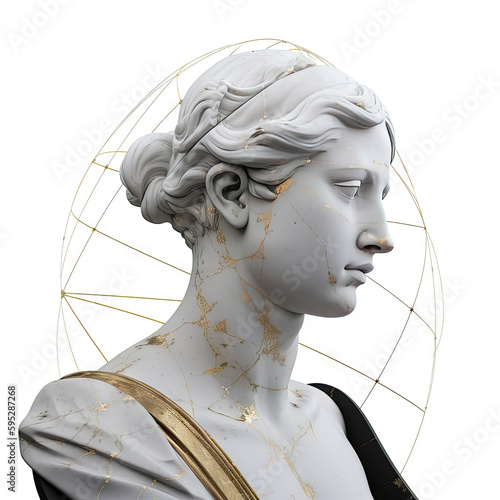 Wallpaper Mural Une sculpture en marbre, statue d'une personne stoïcienne grecque ou romaine, représentant le stoïcisme. Avec de l'or et du noir, kintsugi Torontodigital.ca