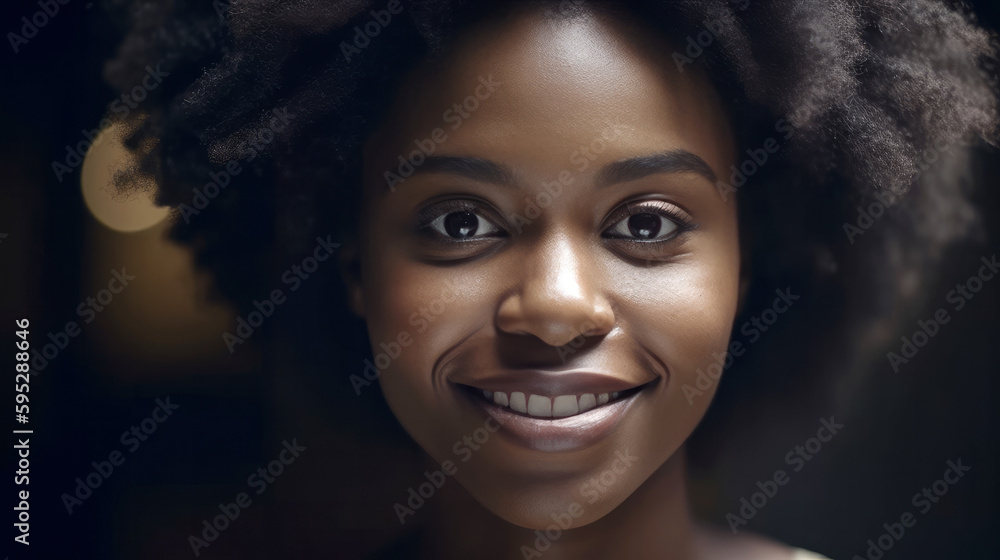 Smiling black woman looking at camera Smiling black woman looking at camera